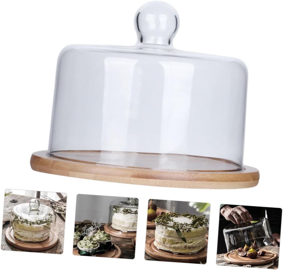 Cake Display Dome with Tray, Large Glass Food Cover, Dustproof Fresh-keeping Protective Cover for Desserts and Pastries, Household Serving Dish for Parties and Home Use