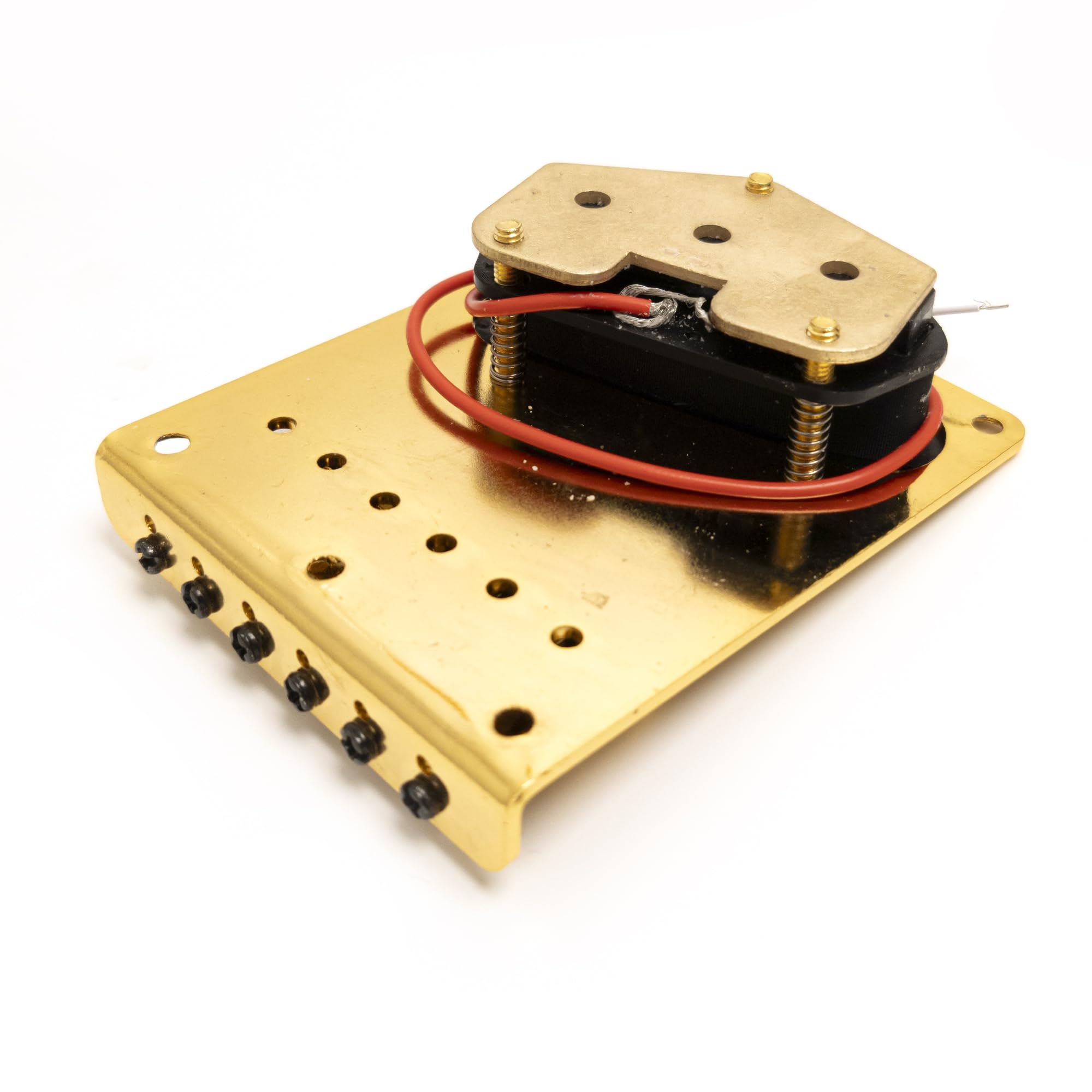Puente dorado de 6 sillines con pastilla de bobina única compatible con Fender Telecaster - Piezas de repuesto para montaje de puente de guitarra eléctrica