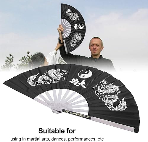 Miniatura 3 de Maxmartt Abanico de mano plegable de acero inoxidable, ventilador de tai chi, ventilador de kung fu, fanáticos de karate, fanático chino, fanático