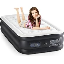 Air Mattress Queen with Built-in Pump, Inflatable Blow Up Camping Mattress with 18Inches Raised Comfort for Home, Portable Mattress 660 lbs Weight Capacity, Double Height & Non-Slip Bottom