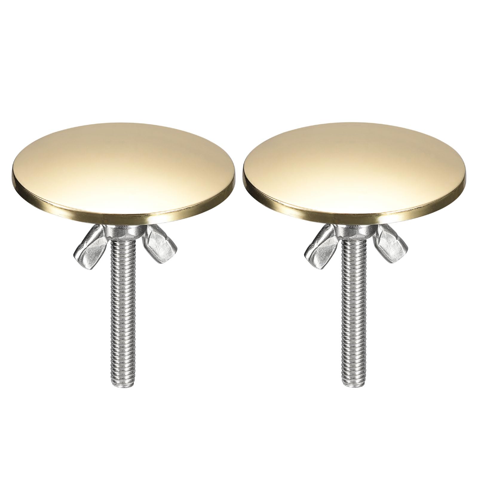 sourcing map Kitchen Sink Hole Covers, 2Pcs - Zinc Alloy Faucet Hole Cover, Soap Dispenser Hole Cover for Washbasin Sink Countertop Counter Space (Bright Gold)
