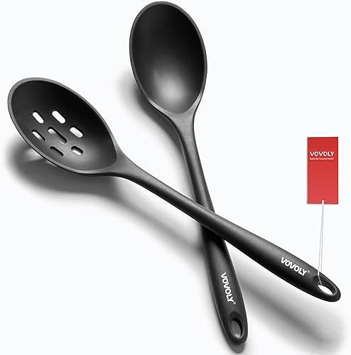 Cucharas de silicona para cocinar Cucharas de cocina extra grandes para mezclar, servir y revolver Utensilios antiadherentes resistentes al calor