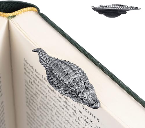 COPPERTIST.WU Marcapáginas de cocodrilo plateado para amantes de los libros, mujeres, niñas, lectores, artesanía original