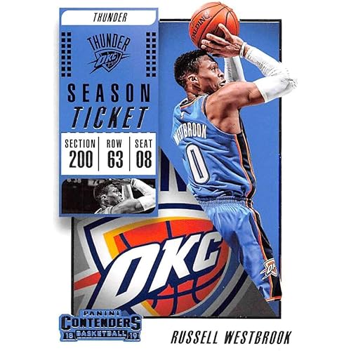 2018-19 Panini Contenders Season Ticket #43 Russell Westbrook Oklahoma City Thunder NBA Basketball Trading Card