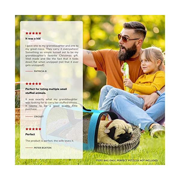 Perfect-Petzzz-Tote-for-Lifelike-Stuffed-Interactive-Pet-Dogs-and-Cats-Nylon-and-Mesh-Toy-Carrier-for-Pet-Animals-Zippered-Carrying-Case-Accessory-Blue Nylon and Mesh Toy Carrier for Pet Animals