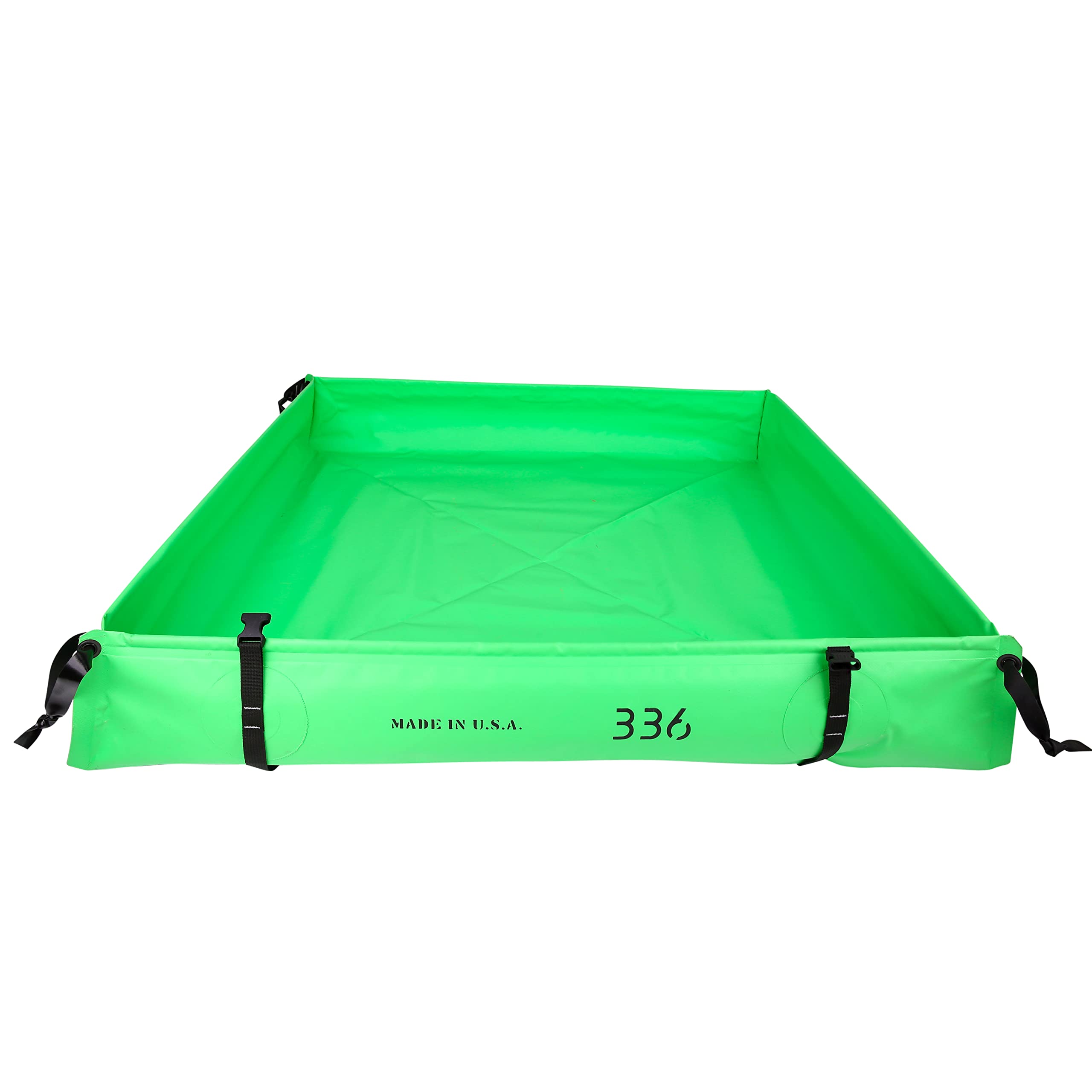 Folding Duck Pond - Portable Spill Containment GO Berm - 18 oz PVC, 3’x3’x6” - Lime Green