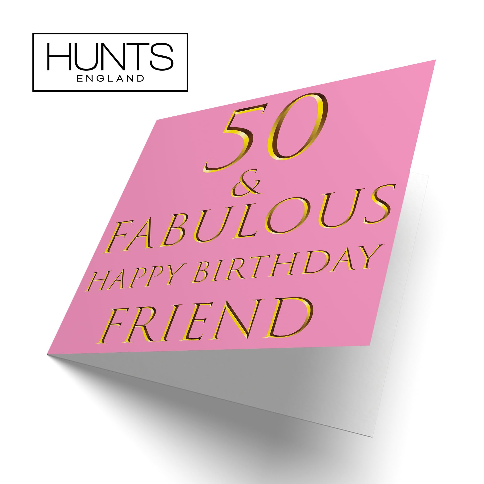 Hunts England Carte D'anniversaire 50 Ans Pour Maman – 50 & Fabulous – Happy Birthday Mum – Still Totally Fabulous – Jolie Carte D'anniversaire Rose