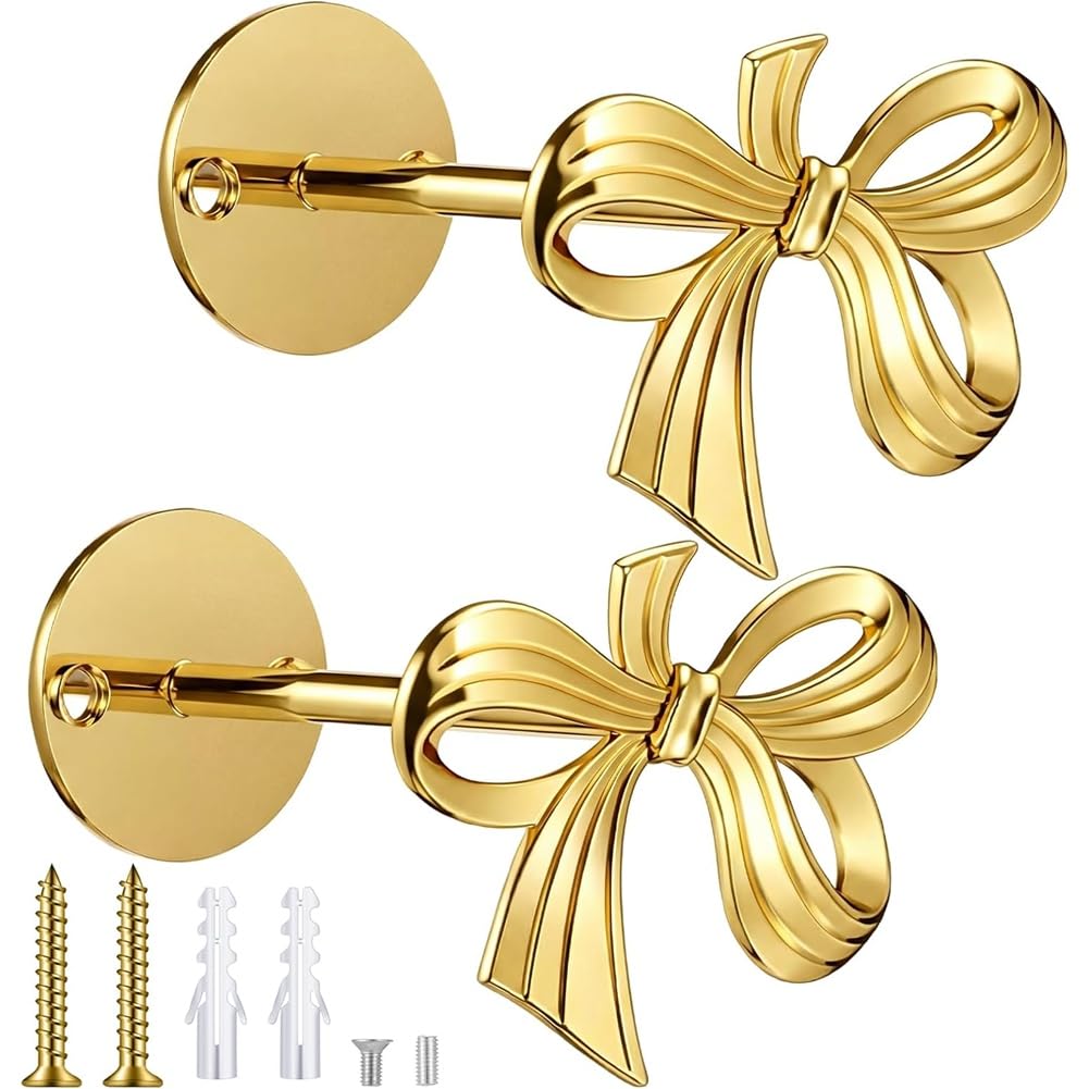 UDSKNV[KSL Curtain Holders for Living Room Bedroom Home 2Pc Metal Bow Curtain Holdbacks Wall Mounted Curtain Holders Back