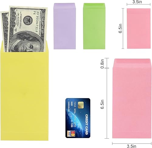 Vista 8 de Paquete de 100 sobres coloridos de efectivo de 6.7 x 3.5 pulgadas, aptos para desafíos de ahorro de dinero de 100 sobres, sobres de dinero gruesos