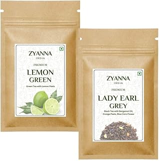 Zyanna Lemon Green Tea(3.53oz) & Lady Earl Grey(3.53oz) Combo Pack of 2(100gX2)