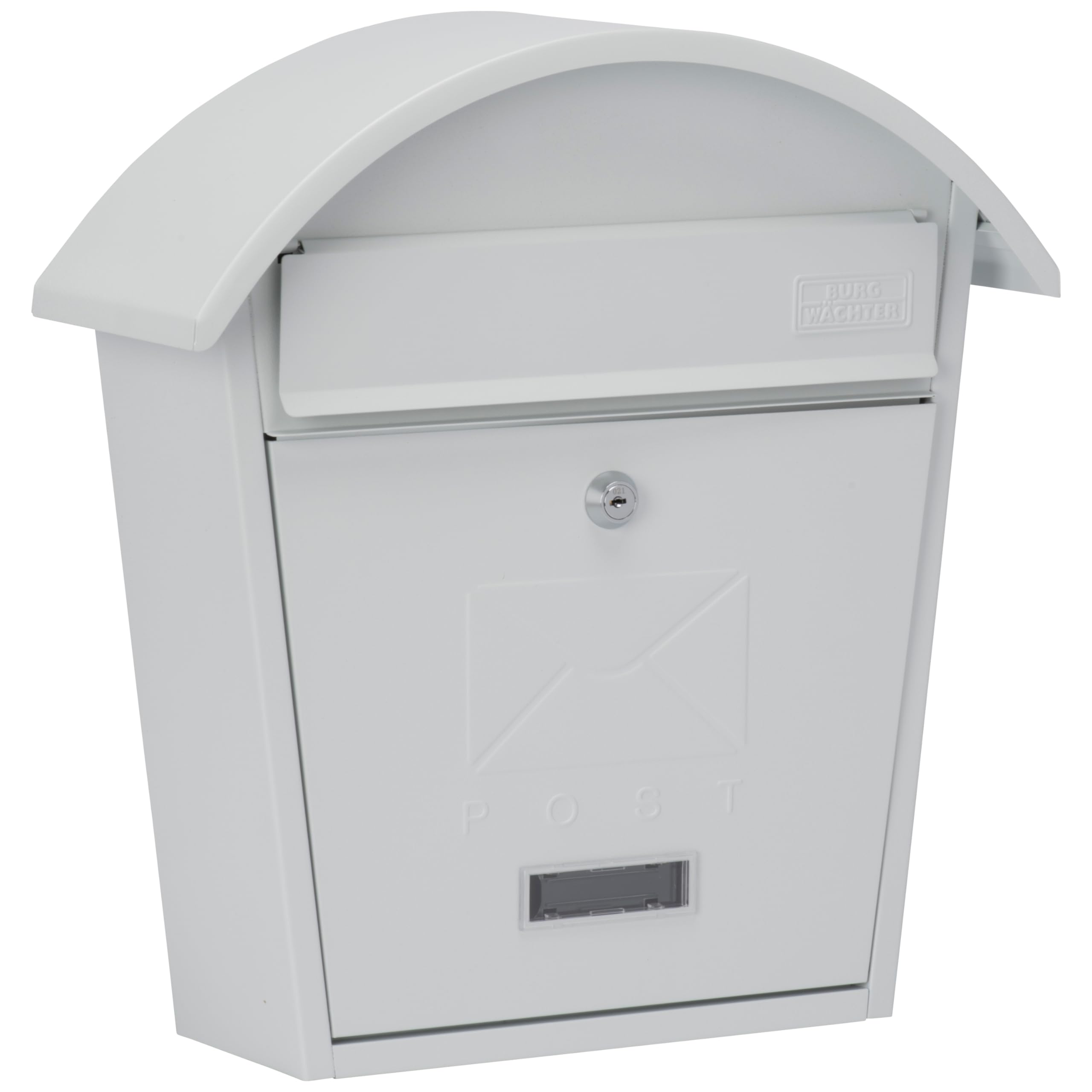 Burg-Wachter MB06 Classic 2 Wall Mounted Galvanised Steel Lockable Weatherproof Post Box Matt White - 36x38x13cm