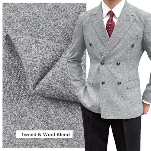 Men's Vintage Tweed Jacket Blazer Two Buttons Double Breasted Sports Coat with Pockets Wedding Groomsmen Prom2