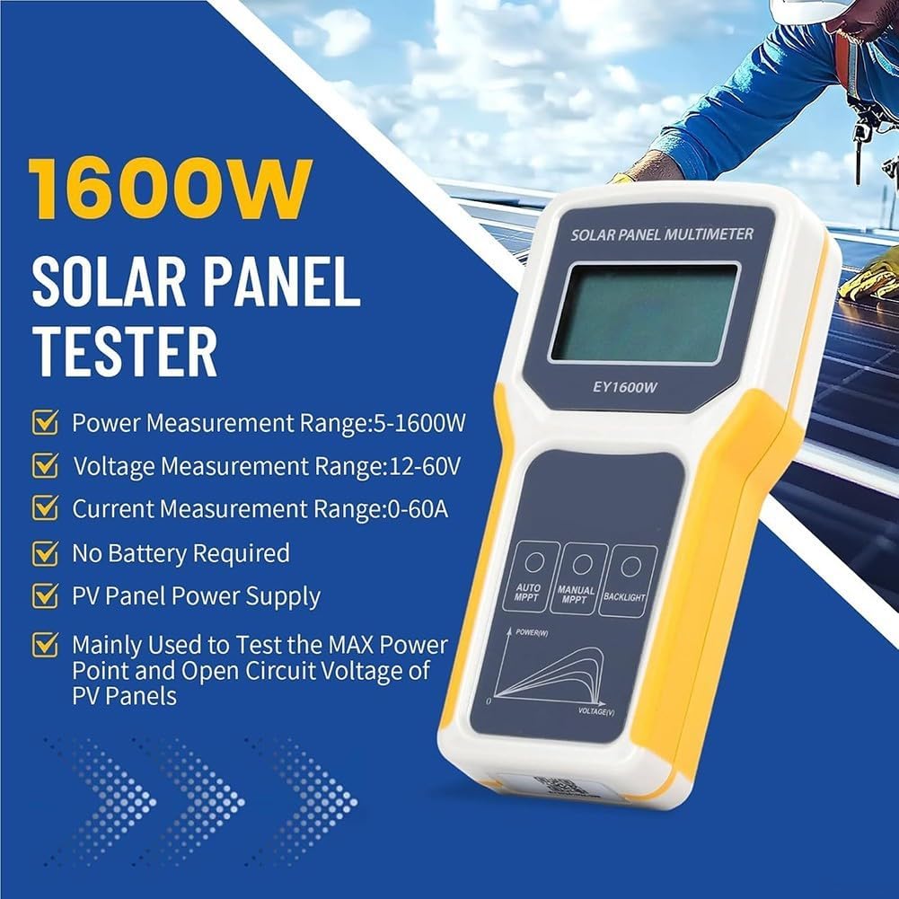 Multimetro professionale per energia solare con funzionalità avanzate per test per utenti e installatori di pannelli solari (EY1600W)