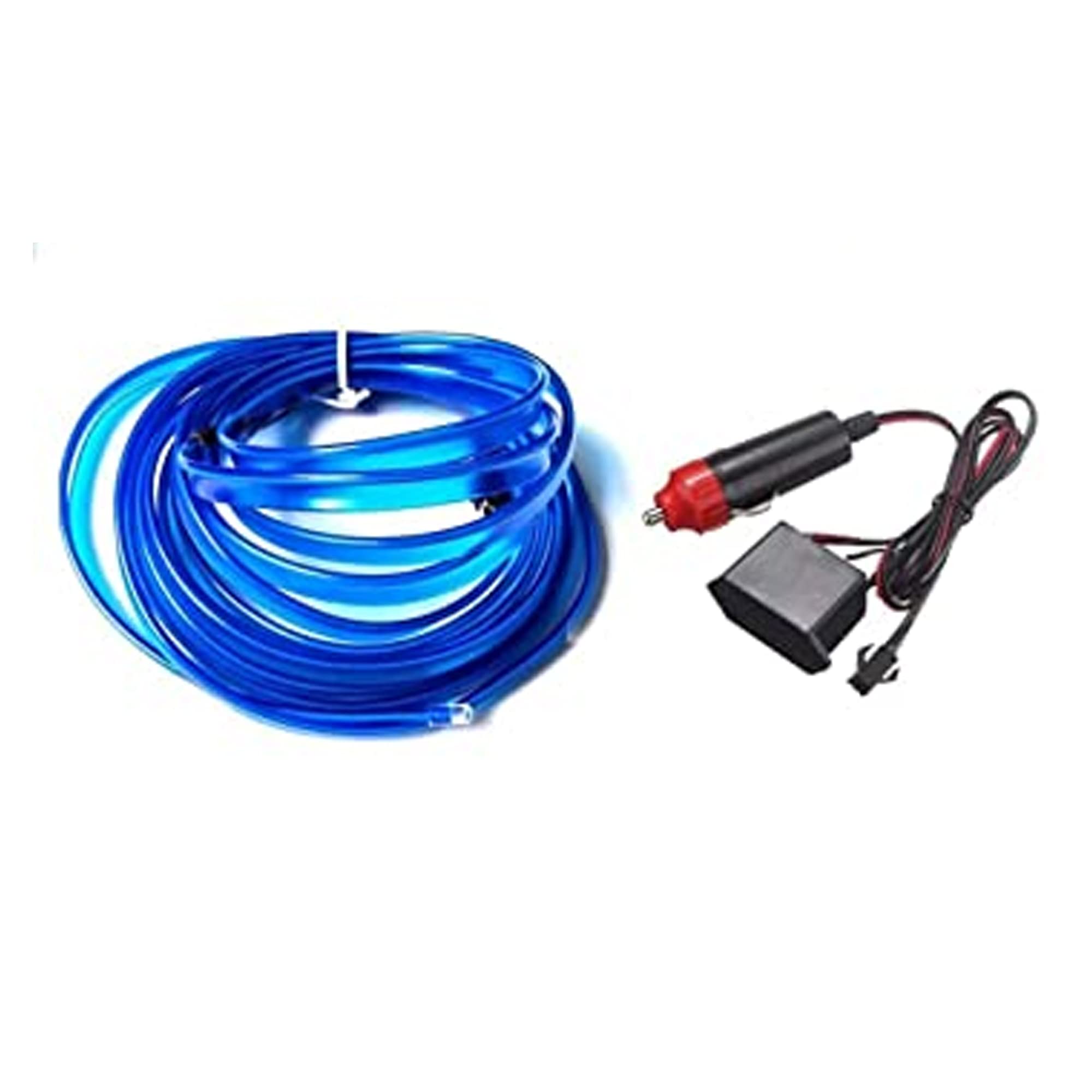 Suzec 5m Auto Car Neon LED Panel Gap String Strip Light, Glowing Wire/El Wire Lamp, Cold Strobing for Automotive Interior Car Decor Decorative Atmosphere LED Light with Adapter (Ice Blue)