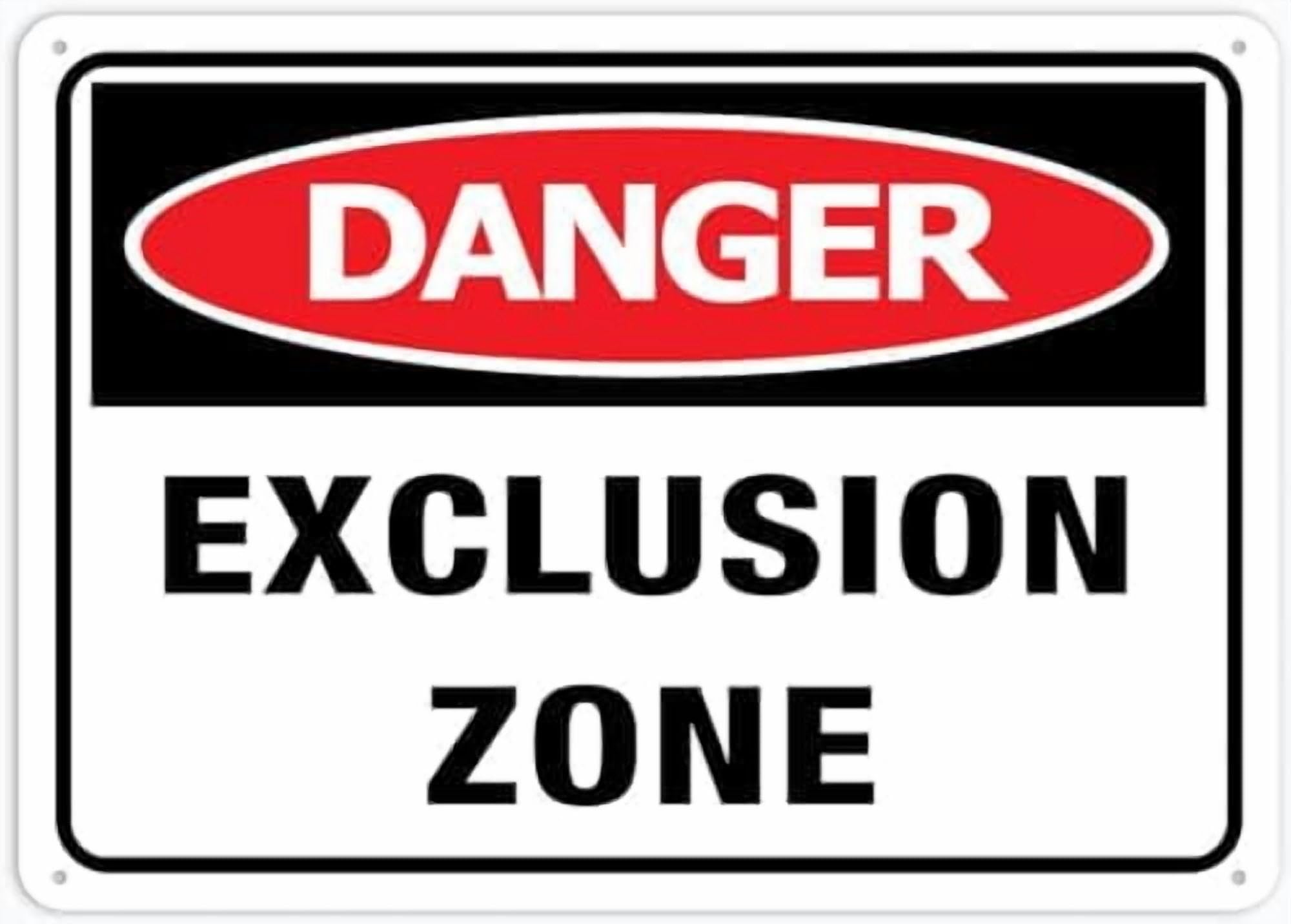 (2-Pack) Metal Tin Sign Danger Exclusion Zone Sign For House 12" X 8" Yard Sign, Premium Sun-Proof, Rust-Free