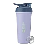 BlenderBottle Strada Sleek Shaker Cup Insulated Stainless Steel Water Bottle with Wire Whisk, 25-Ounce, Violet