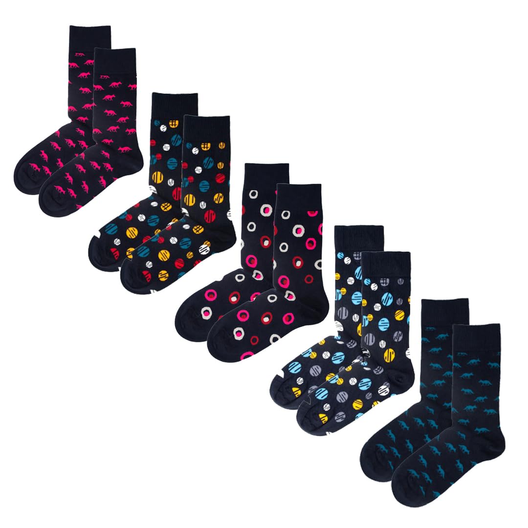 JEMSOX Men's  Spot the Fox - 5 Pack -Design  Soft Cotton Socks in Size 7/11, BrandAlley