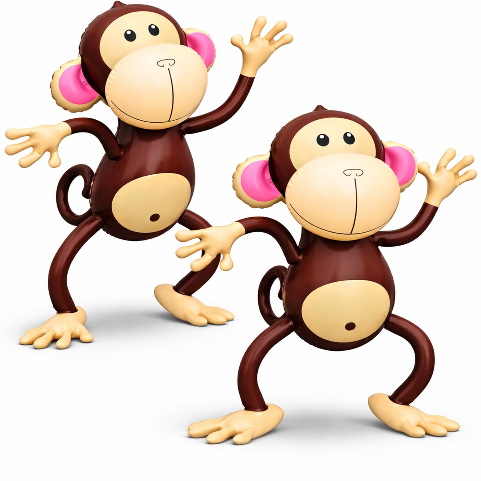 4E's Novelty Inflatable Monkeys (2 Pack) 27 Inch Large Monkeys Inflatables for Jungle Decor, Safari Jungle Birthday Decorations, Kids Animal Party