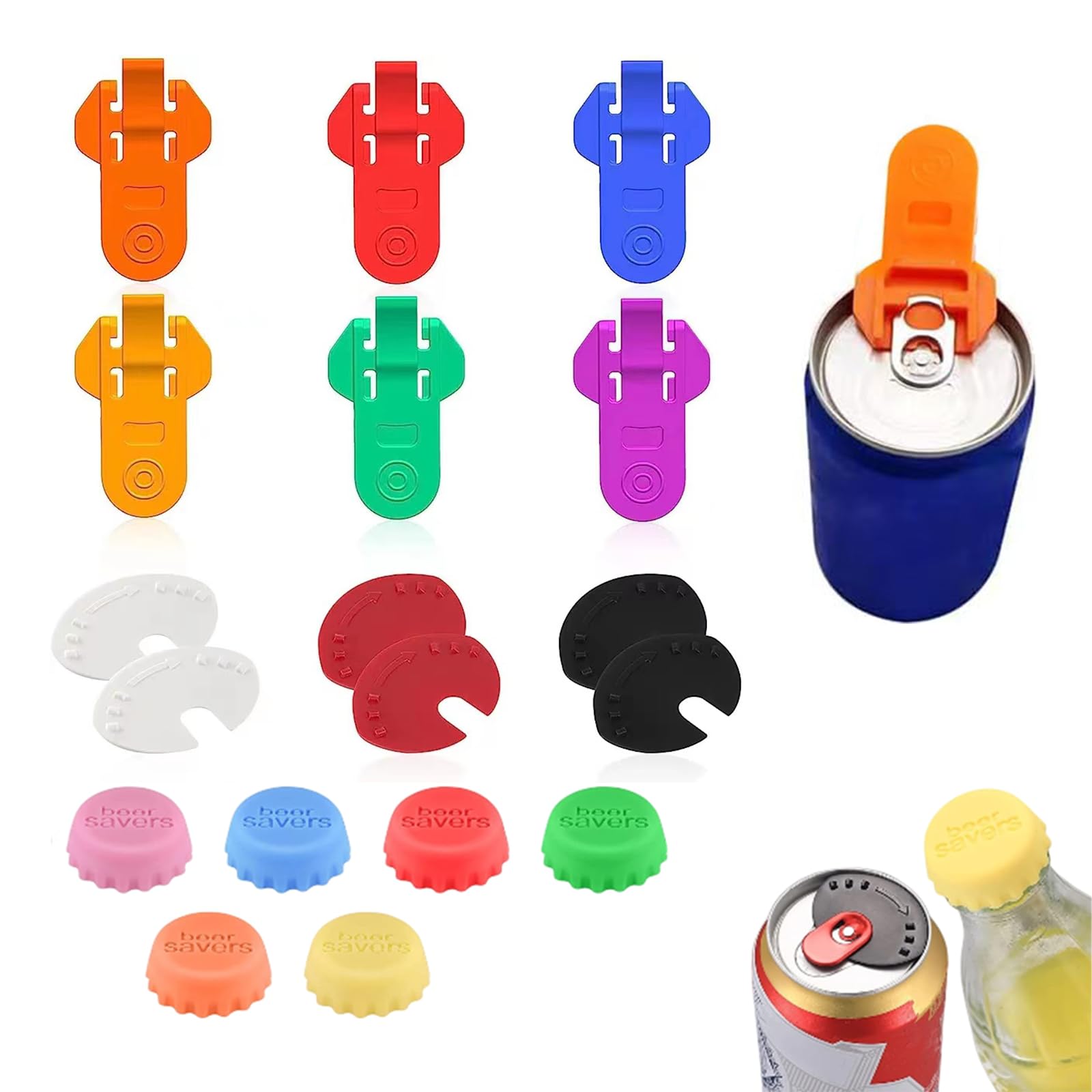Pmelcxd Black Manual Easy Can Opener, 18 Piece Easy Can Opener Cola Soda Beer Beverage Safety Ring Pull Can Opener Manual Can Cover Beverage Can Protection Beverage Insect Prevention