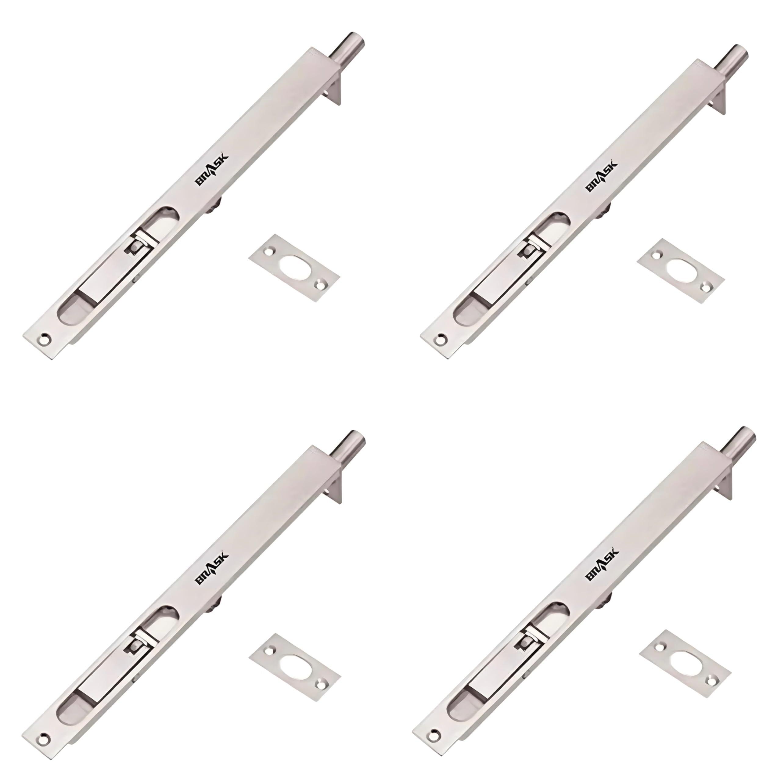 BRASK Brass Flush Tower Bolt 24 inches (600 mm) with Screws | Concealed Tower Bolt 24" (Silver Satin, 1)