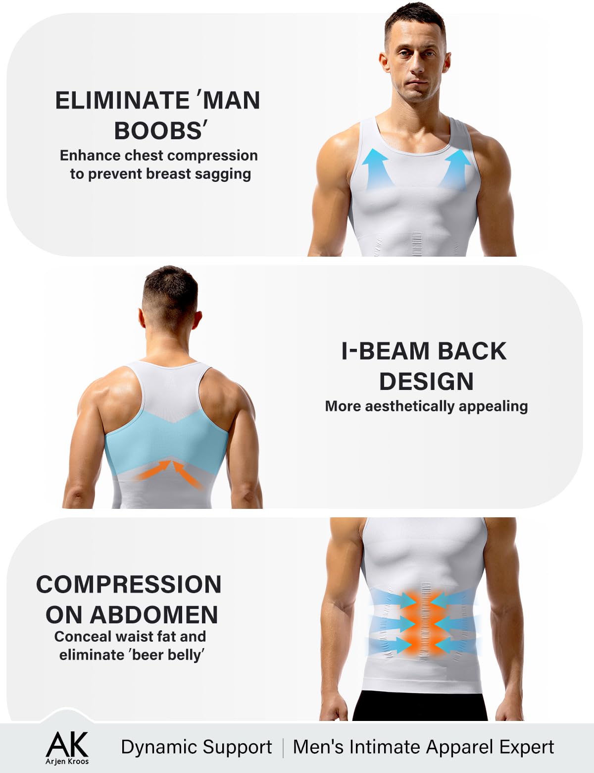 Arjen Kroos Camiseta de Compresión para Hombre Body Shaper Faja Chaleco Reductora Sin Mangas para Running Deportiva Gym