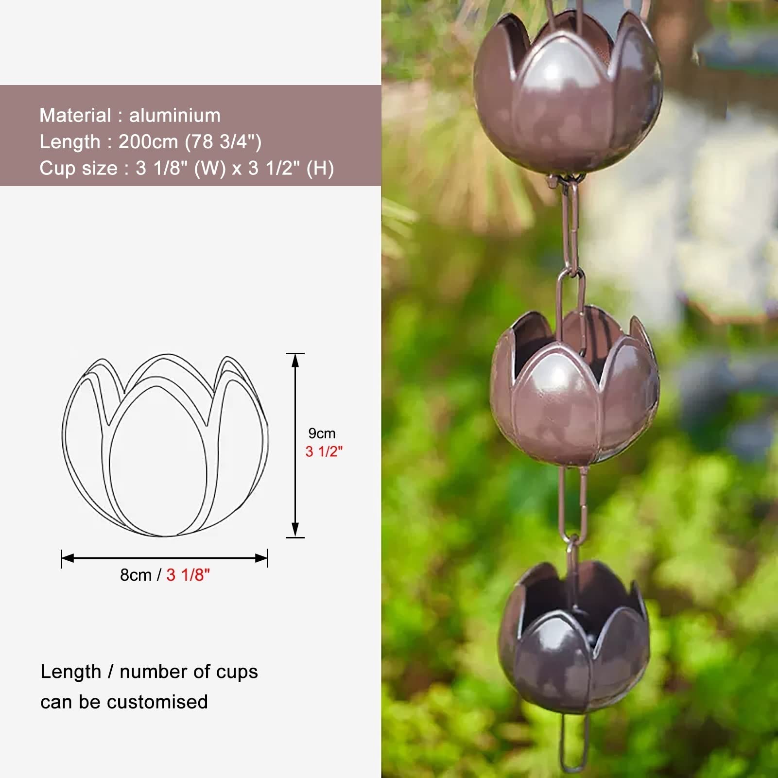 chaîne de Pluie, Petals Japanese Courtyard Garden for homestay Villa Customizable Length(200cm (78 3/4"))