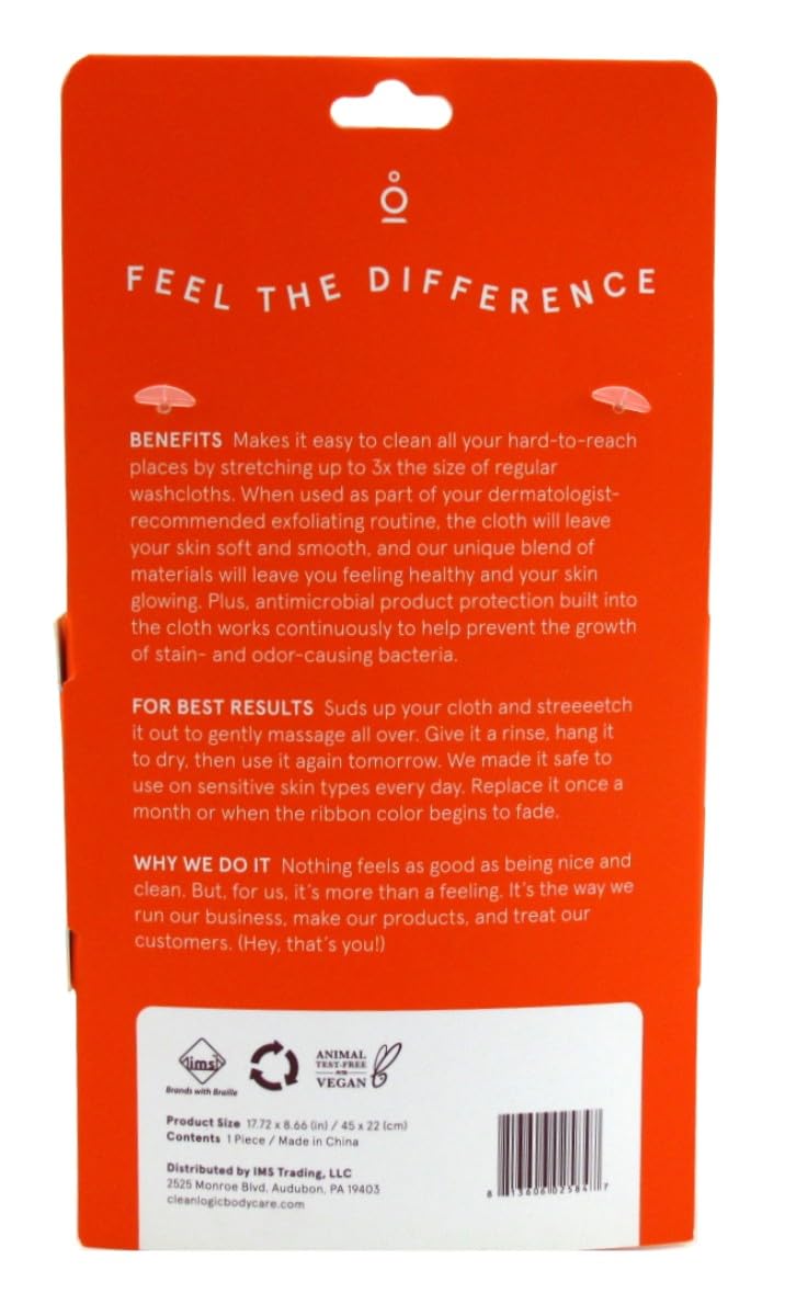Clean Logic Bath & Body Exfoliating Stretch Cloth Sensitive Skin (Pack of 3)