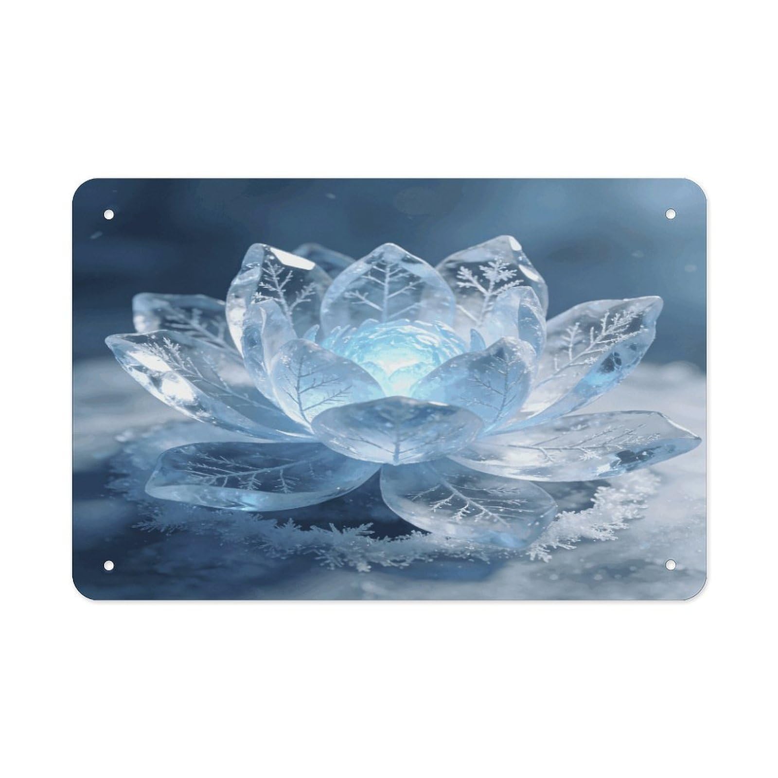 Fodpand Style Frost Lotus Glowing Light Wall Art Metal Tin Signs Bar Metal Tin Sign Wall Decor For Home Living Room Bedroom Toilet Hotel Halloween Decor Gifts 7.9X 11.8 Inch
