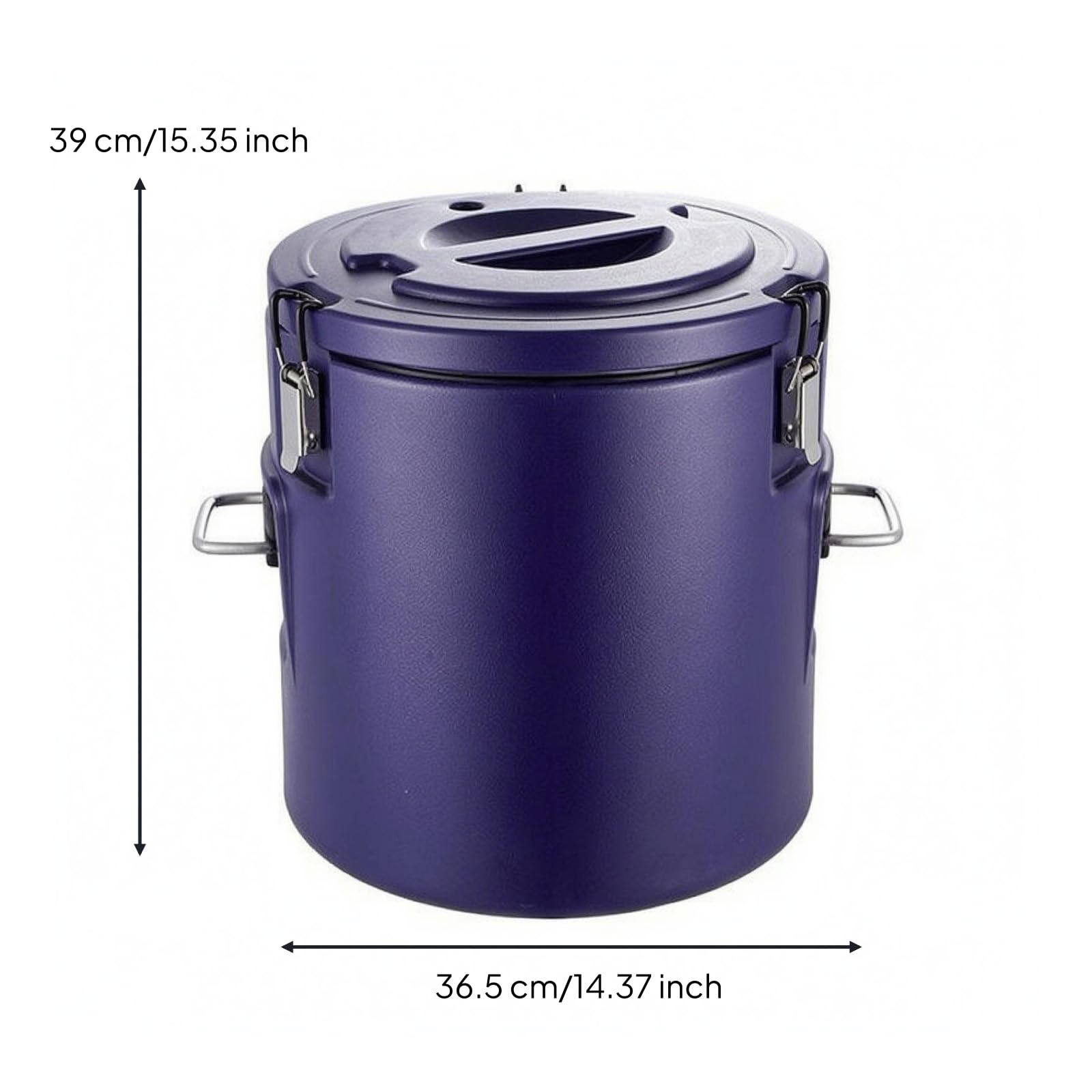 Contenitore Termico Isolato Contenitore Cibo Secchio Acciaio Inox Recipiente Termico Alimentare Coperchio con Blocco E Manici Adatto a Cucina Catering Mensa Aziendale, Blu, 38L
