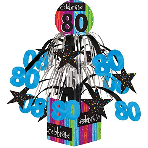 Creative Converting Party Decoration Metallic Foil Cascading Centerpiece, Milestone Celebrations 80th (3-Pack)