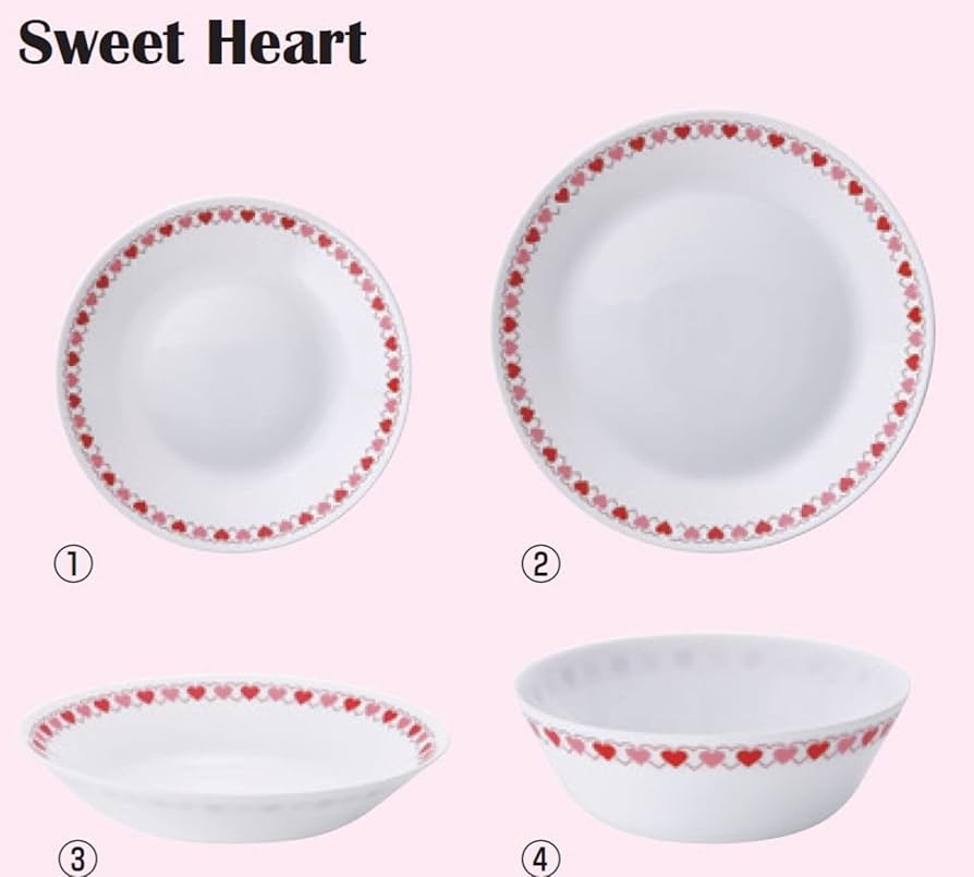 Pyrex ミルクグラス ハート柄 皿4枚 ボウル1個 Amazon.co.jp: PYREX パイレックス ミルクグラス ミールボウル