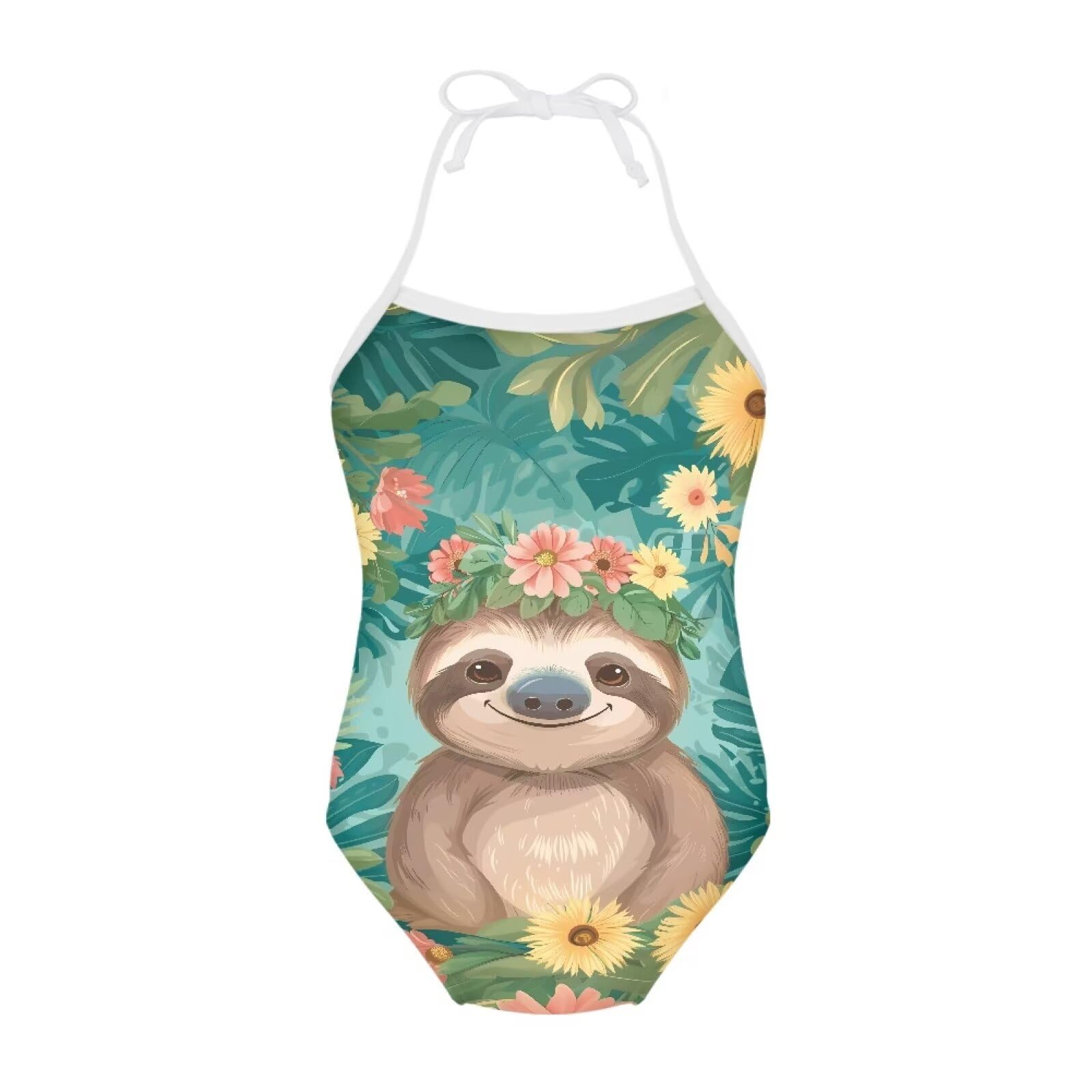 Girls One Piece Swimsuit Beach Bathing Suit Toddler Floral Halter Straps Swimwear for 1-10 Years