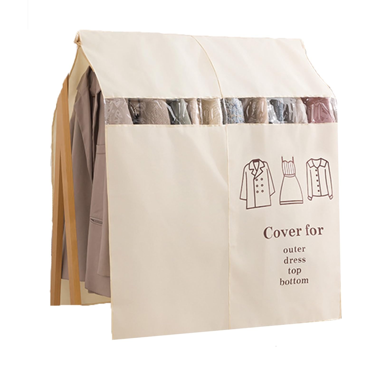 Copriabiti Antipolvere Con Finestra Trasparente – Grigio 150x120cm – In Poliestere E Cotone Per Armadio Aperto