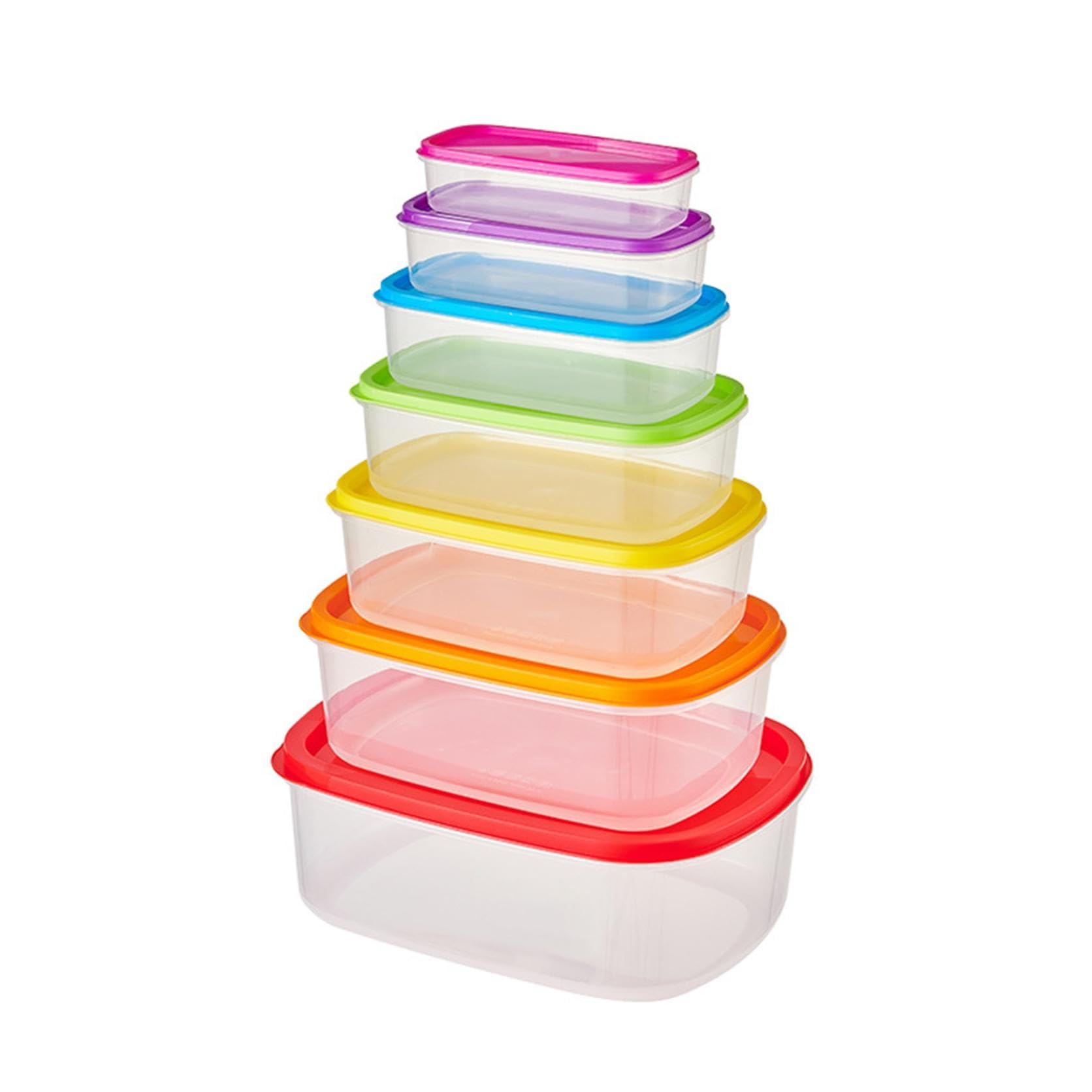 Food Storage Containers, 7 PCS Food Storage Containers Set with Lids Airtight Food Storage Containers with Lids Plastic Kitchen Storage Containers Meal Prep Refrigerator Storage (Rectangular)