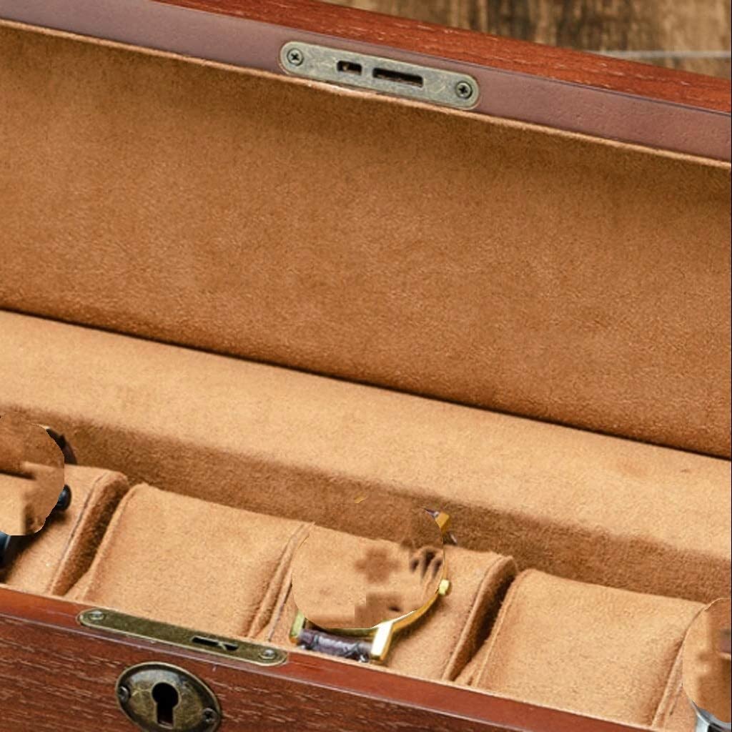 Pudełko Na Zegarek Drewniane Pudełko Na Zegarek 6/10 Kratek Pudełko Do Przechowywania Zegarków Z Zamkiem Etui Na Biżuterię Etui Na Zegarki Organizer Na Zegarki Męskie, C
