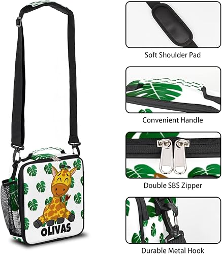 Miniatura 2 de Bolsa de almuerzo personalizada para niñas, niños, adolescentes, hombres y mujeres, regalo personalizado, bolsa de almuerzo con estampado de jirafa