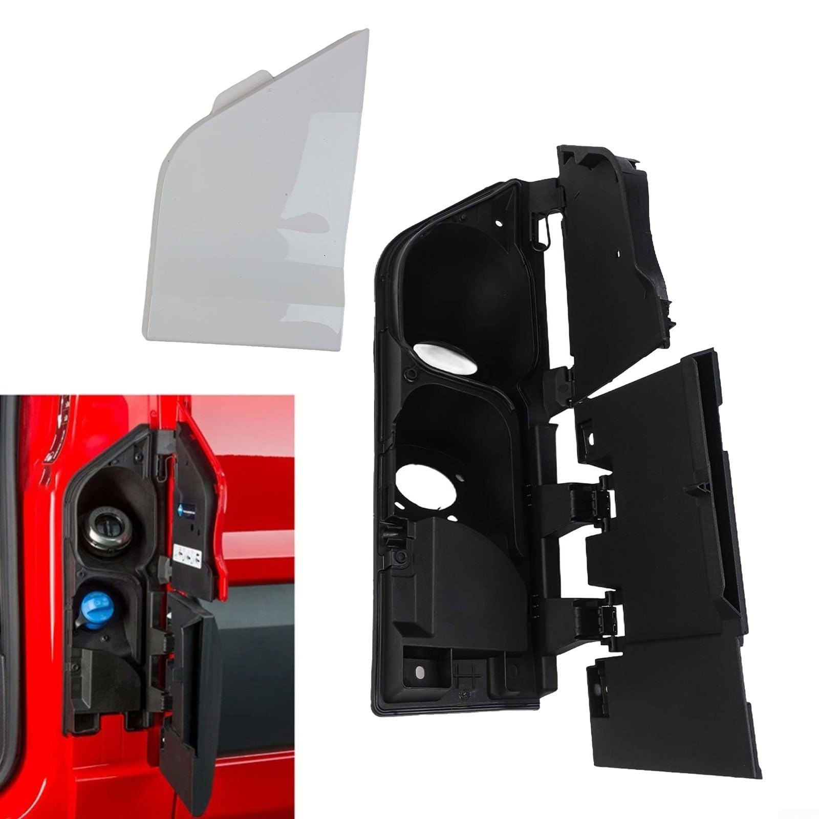 Boquilla de llenado de depósito de combustible con tapa de depósito para Ford Transit MK8 MK9 Diesel Euro 6 ABS plástico negro blanco