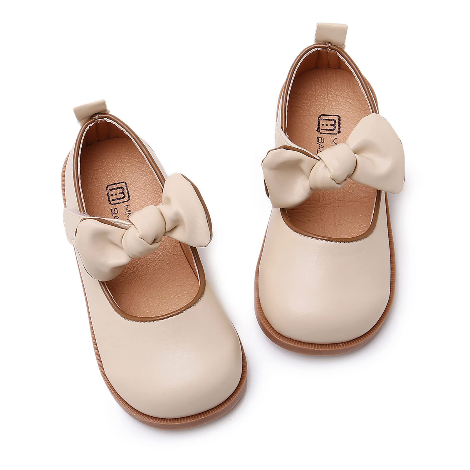 SOFMUO Toddler Girl Mary Jane Shoes Bowknot Ballet Flats for Little Girls Party School Wedding Uniform Princess Dress Shoes