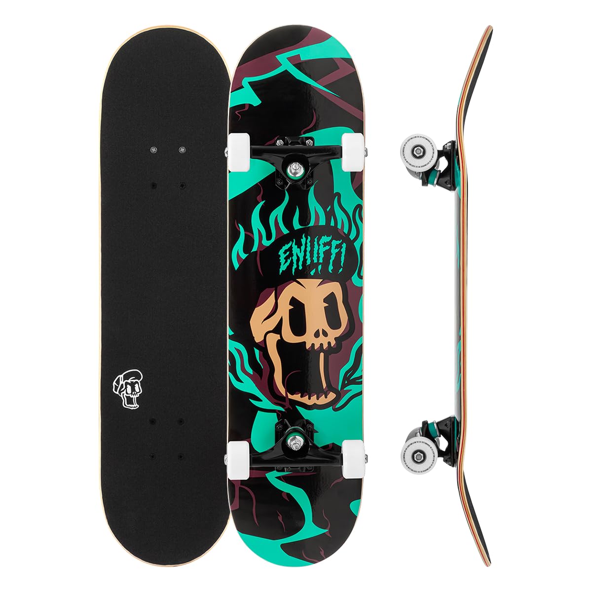 7.75" x 31.5" Enuff Pyro III - Blue - Complete Skateboard - 7 Ply Maple Deck and Premium Components: Decade Pro Trucks, 53mm XX Wheels, ABEC-9 Bearings, Skull Icon Grip Tape