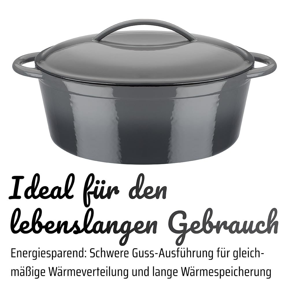 GSW 716338 Grey Shadow Bräter oval, Gusseisen, grau/creme - 33 x 25 cm