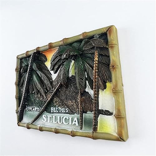 Miniatura 4 de Pitons StLucia - Imán para refrigerador recuerdo de viaje decoración de refrigerador calcomanía magnética 3D pintada a mano