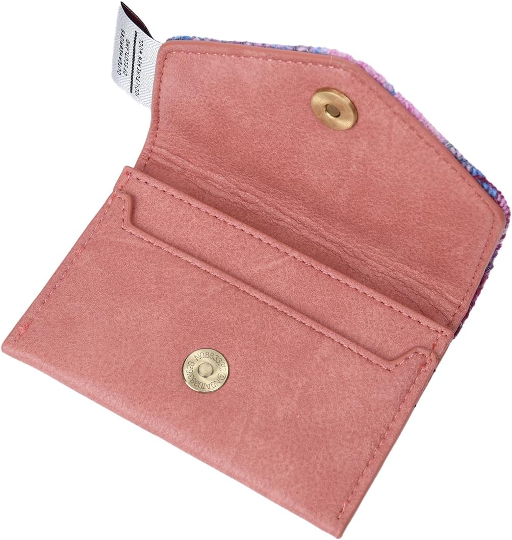 Islander The Card Wallet - Made of Microfibre Leather & Harris Tweed, 4.33’ L x 2.75’ Blue Tartan