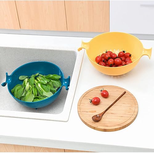 Miniatura 3 de Cesta de lavado de cocina colador de drenaje de cocina - Colador de plástico multifuncional, colador de cocina verde grande