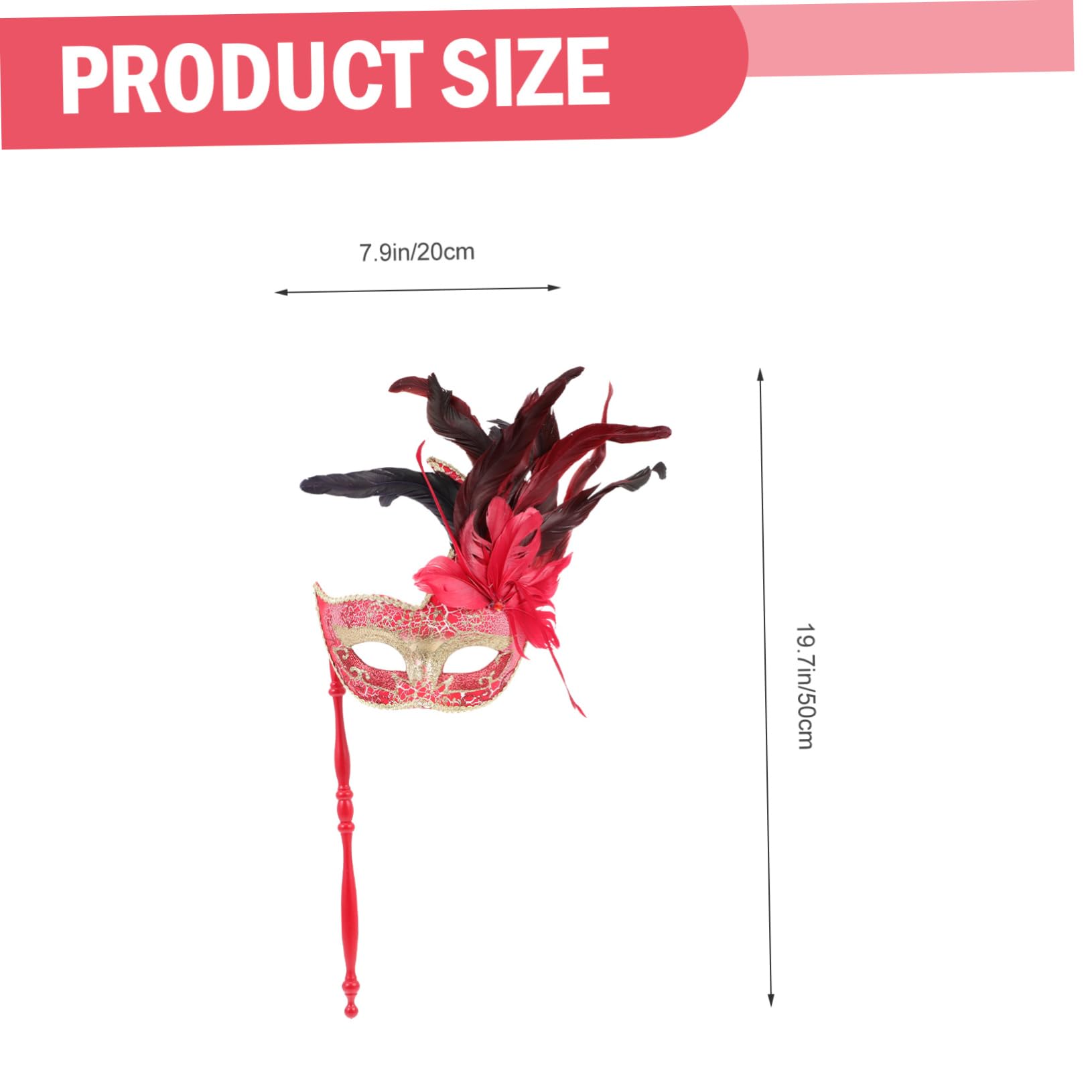TINEASUR Plume Masquerade Mask Stick Halloween Costume Elegant Cosplay Accessory for Carnival Events for Photos and Fun Gatherings
