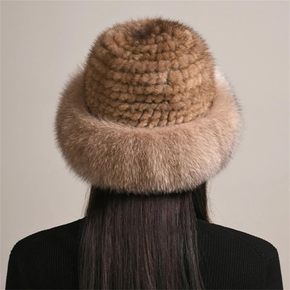 Luxus Gestrickte Eimer Hut Frauen Handgemachte Stricken Cap Mode Winter Kopfbedeckung Warme Mützen,3-One Size