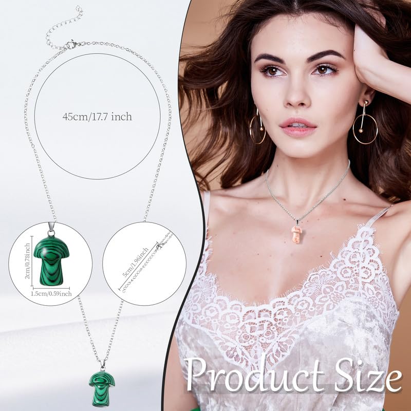 Geelin 15 Mushroom Crystal Necklace Christmas Gift for Women Mushroom Pendant Necklace Charms Star Stone Necklaces for Valentine's Gift Birthday Party Favor, 15 Styles (Mushroom)2