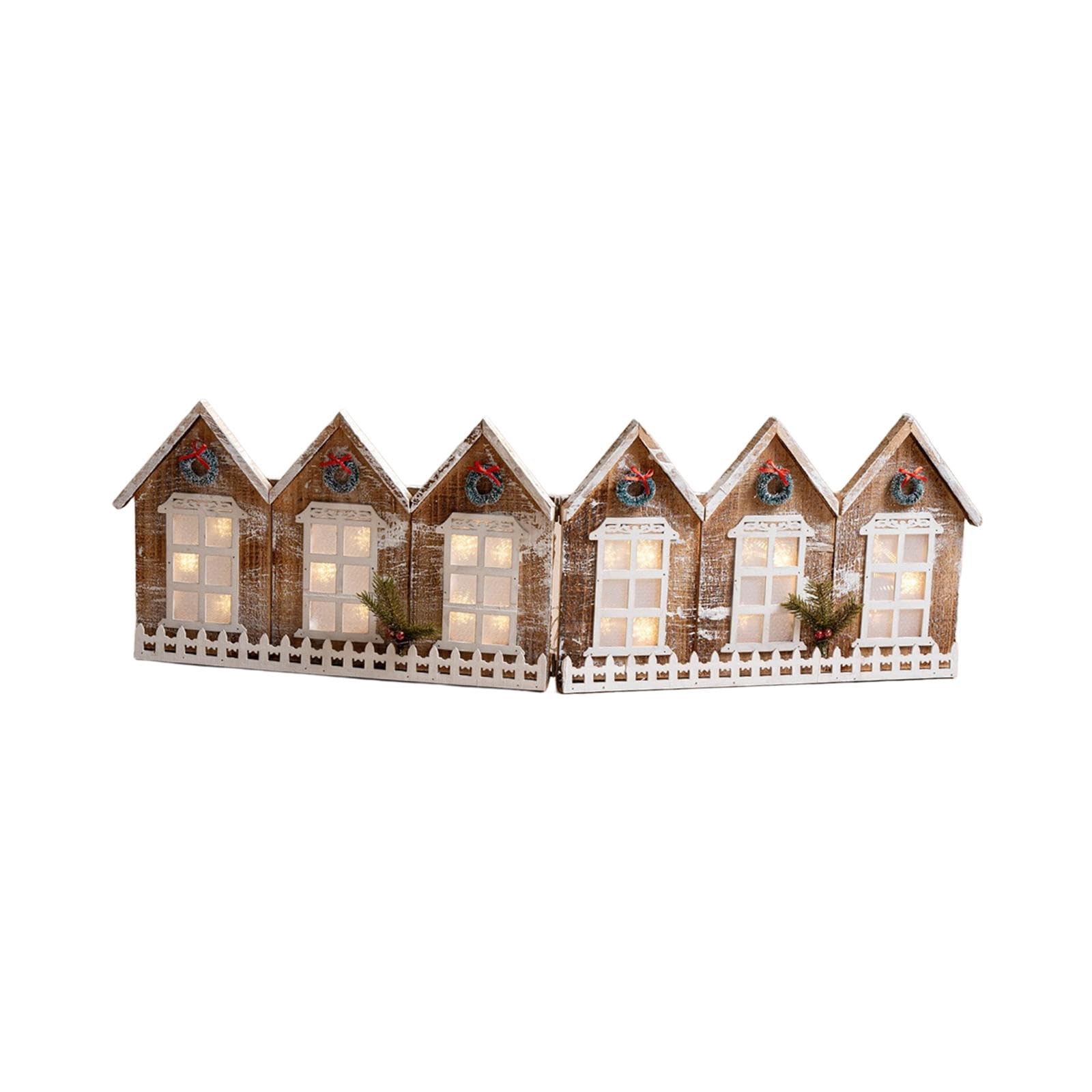 Baoblaze Set di Casette Natalizie in Legno, Albero di Natale, recinto, Regalo di Natale, Decorazione da Tavolo, per caminetto, Bar, Festa di Natale