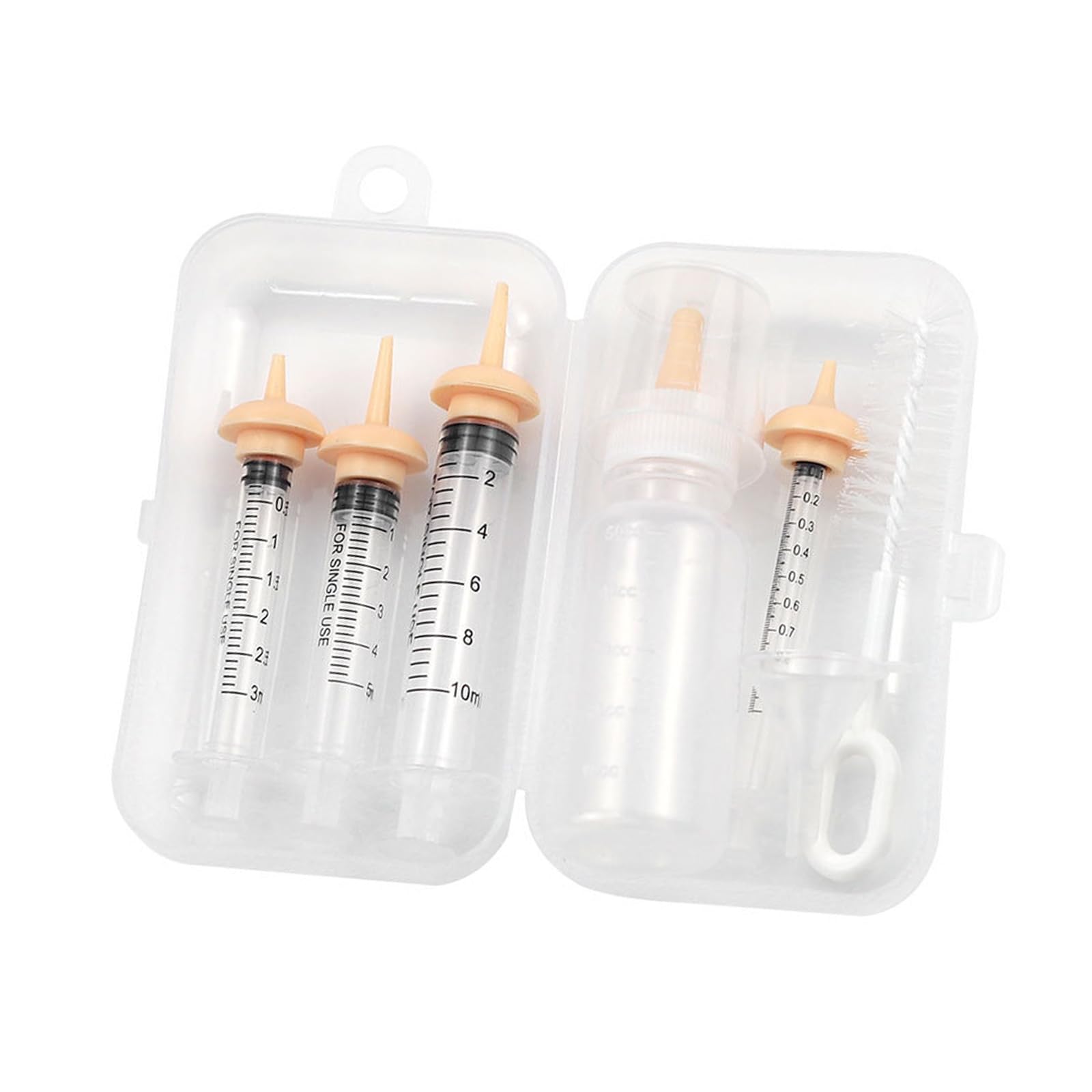 Yoogeer Newborn Pet Feeding Kit, 50ml Nursing Bottle + Syringe Set for for Newborn Puppies and Kittens – BPA-Free Silicone Nipples, Measuring Cup & Cleaning Brush
