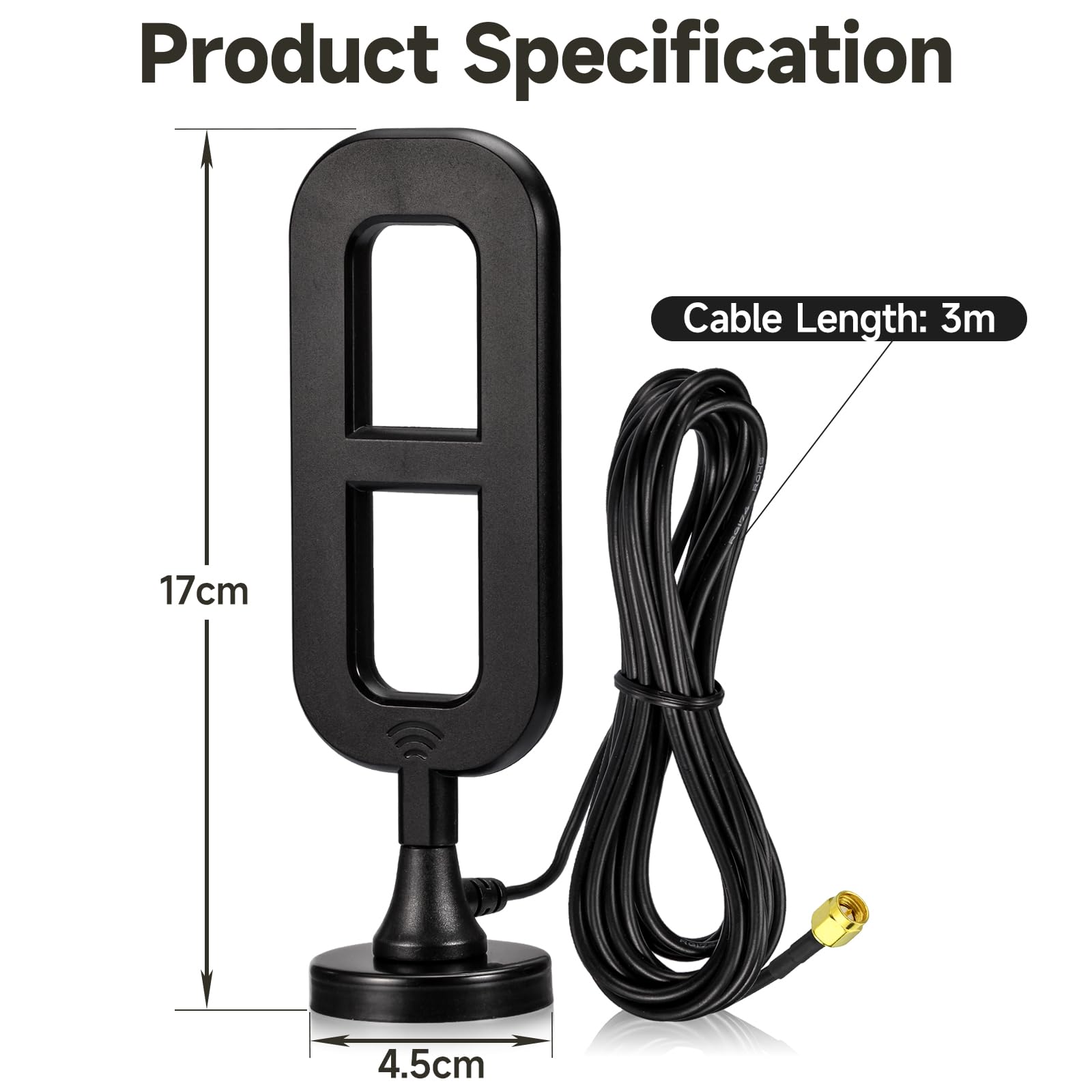 Superbat 4G LTE External Magnetic Antenna Omni Directional 8dBi SMA Male Antenna for AT&T Verizon T-Mobile Cellular Router Modem Extended Receiver Stealth Cam etc.