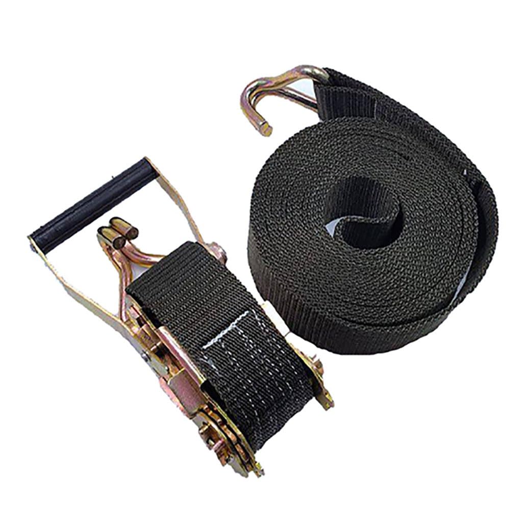 1 Pezzi Cinghie A Cricchetto, Cinghie Di Fissaggio Con Cricchetto E Gancio, Capacità Di Carico 6613.9 Lbs, Cinghia Resistenti Per Carichi Solidi(1.97in, Nero)(L 6m/236.2in)